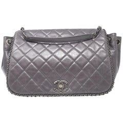 Chanel Chain Around Accordian Purple Quilted Leather Shoulder Bag