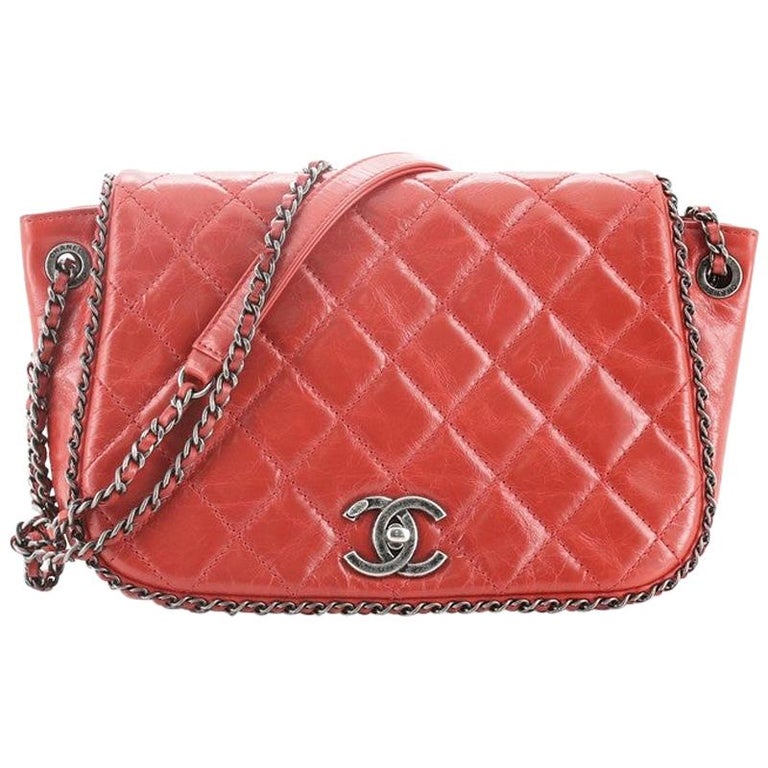 Chanel Chain Around Accordion Flap Bag Quilted Leather Small at