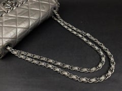 Chanel Chain Around Flap 227432 Silver Quilted Leather Shoulder Bag