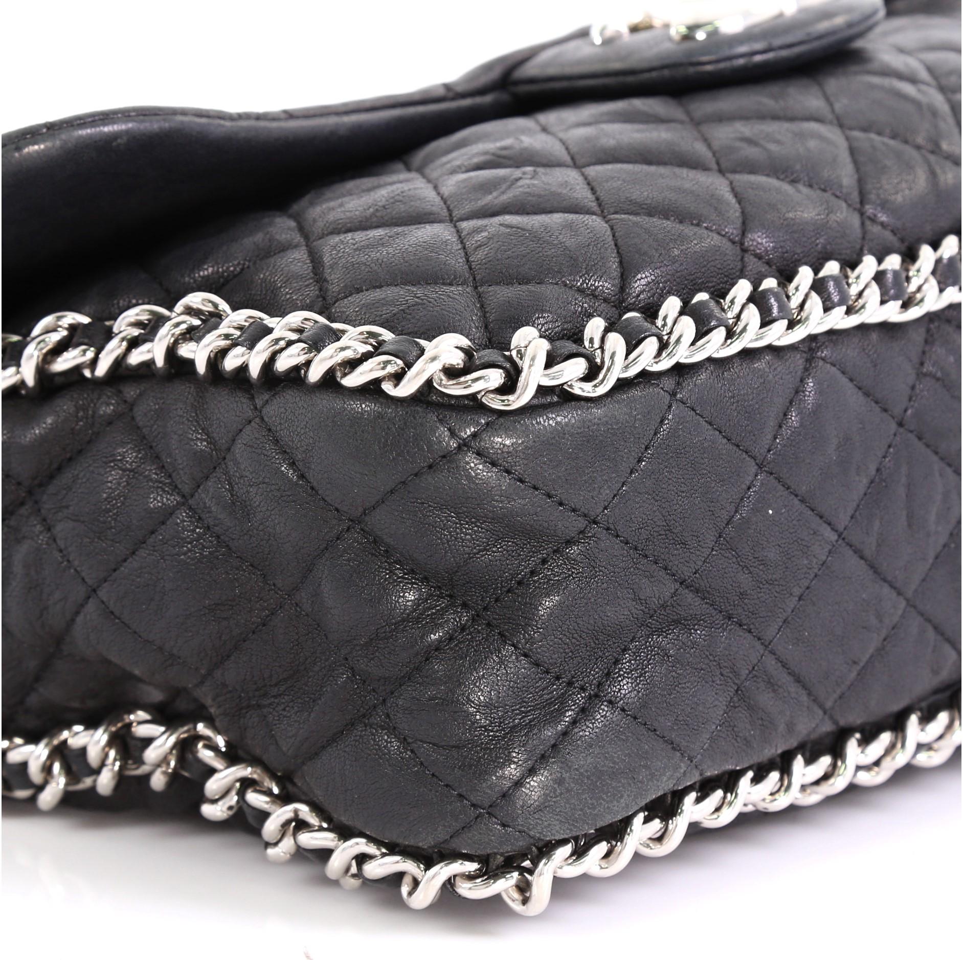 Women's or Men's Chanel Chain Around Flap Bag Quilted Leather Maxi