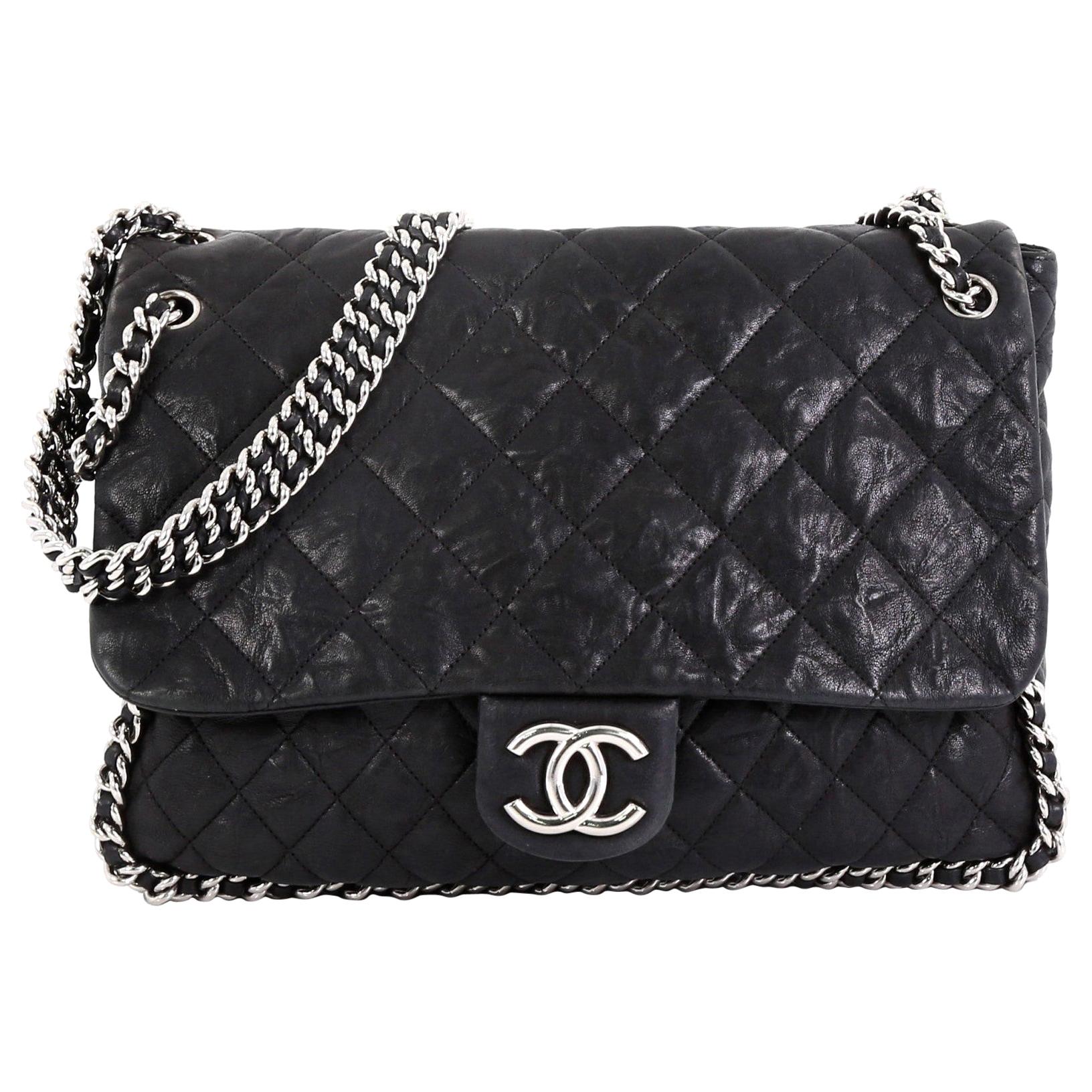 Chanel Chain Around Flap Bag Quilted Leather Maxi at 1stDibs