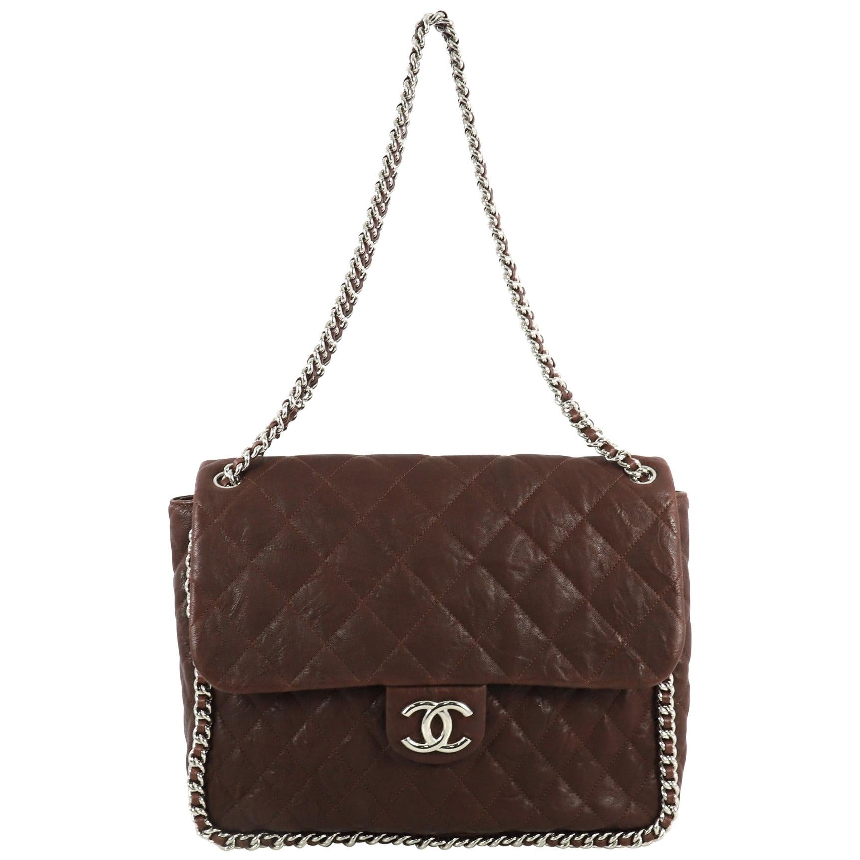 Chanel Chain Around Flap Bag Quilted Leather Maxi