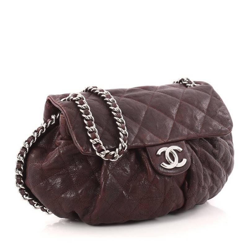 Black Chanel Chain Around Flap Bag Quilted Leather Medium