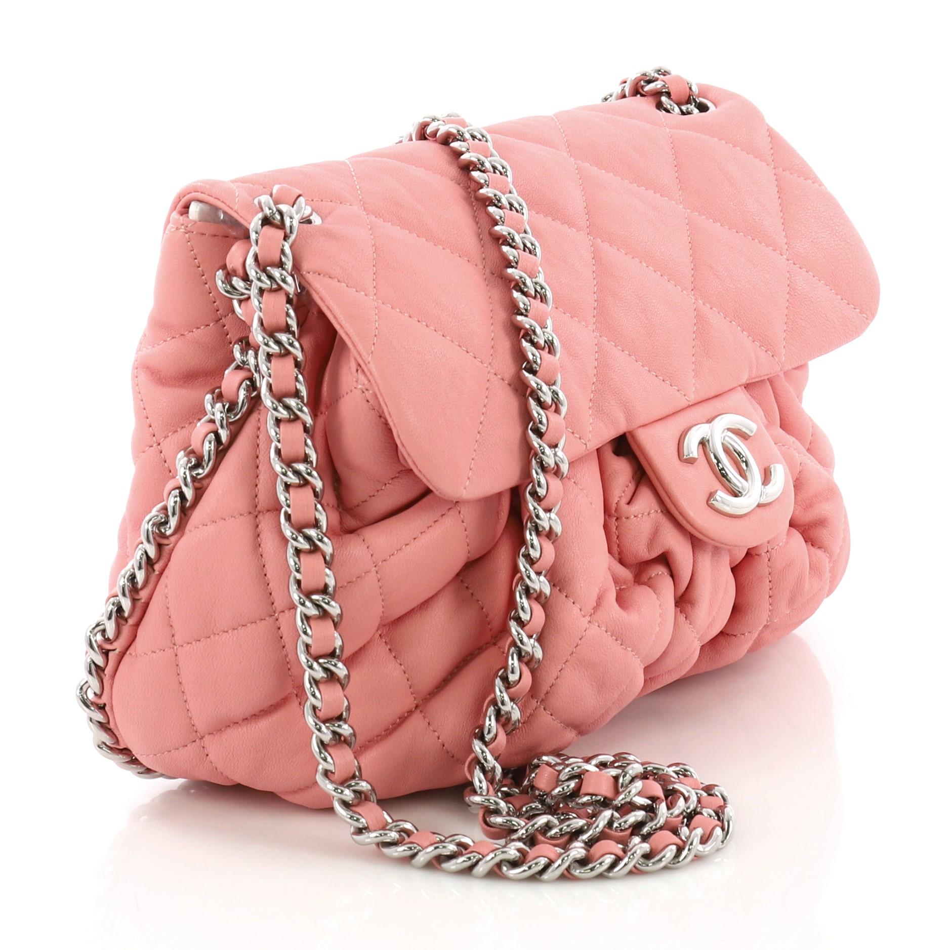 Pink Chanel Chain Around Flap Bag Quilted Leather Medium
