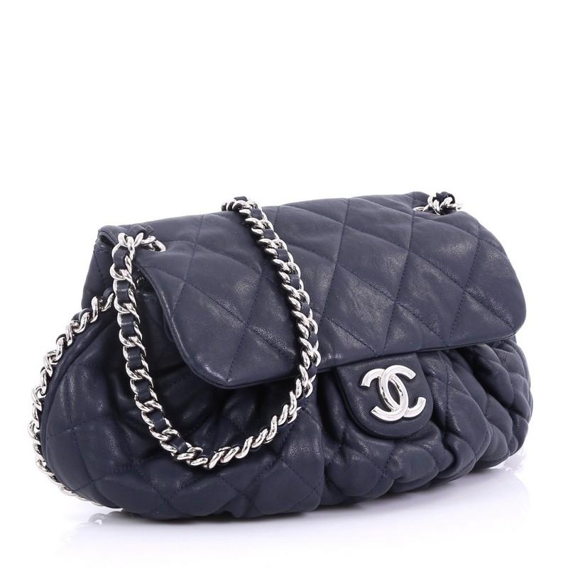 Black Chanel Chain Around Flap Bag Quilted Leather Medium
