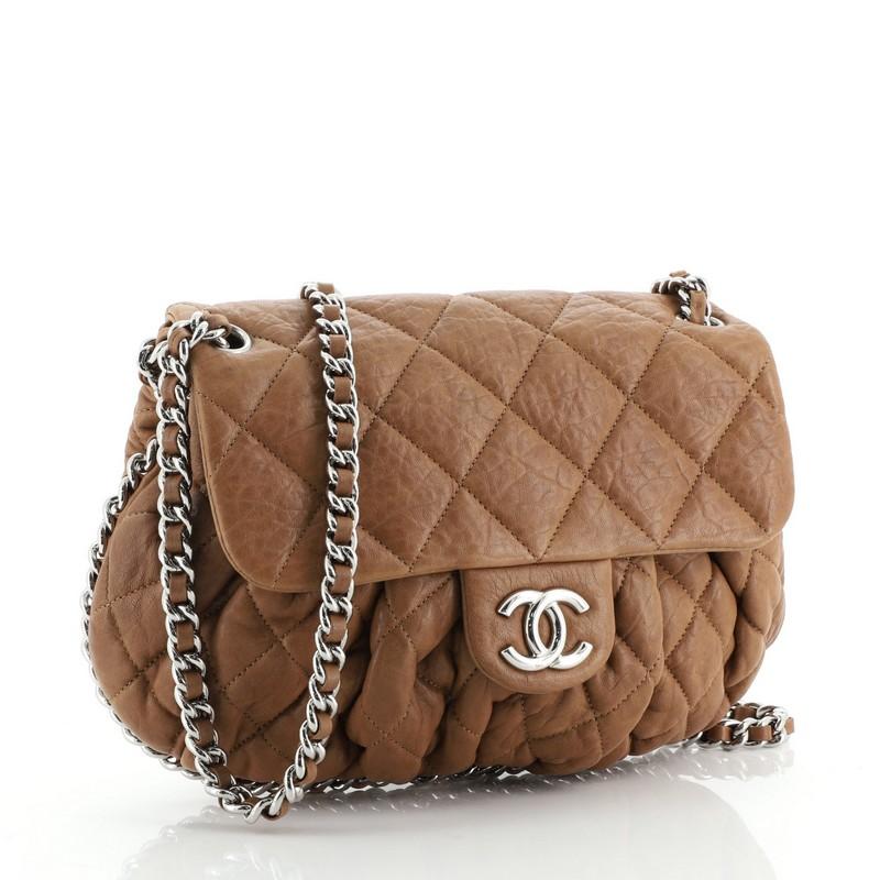 Brown Chanel Chain Around Flap Bag Quilted Leather Medium