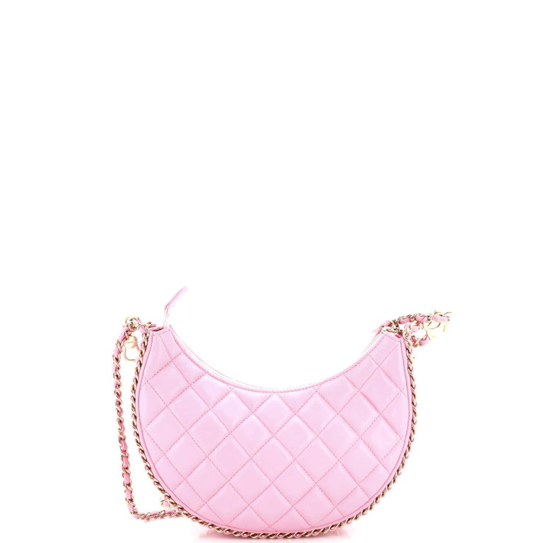 Chanel Small Chain Around Hobo Pink Lambskin Gold Hardware