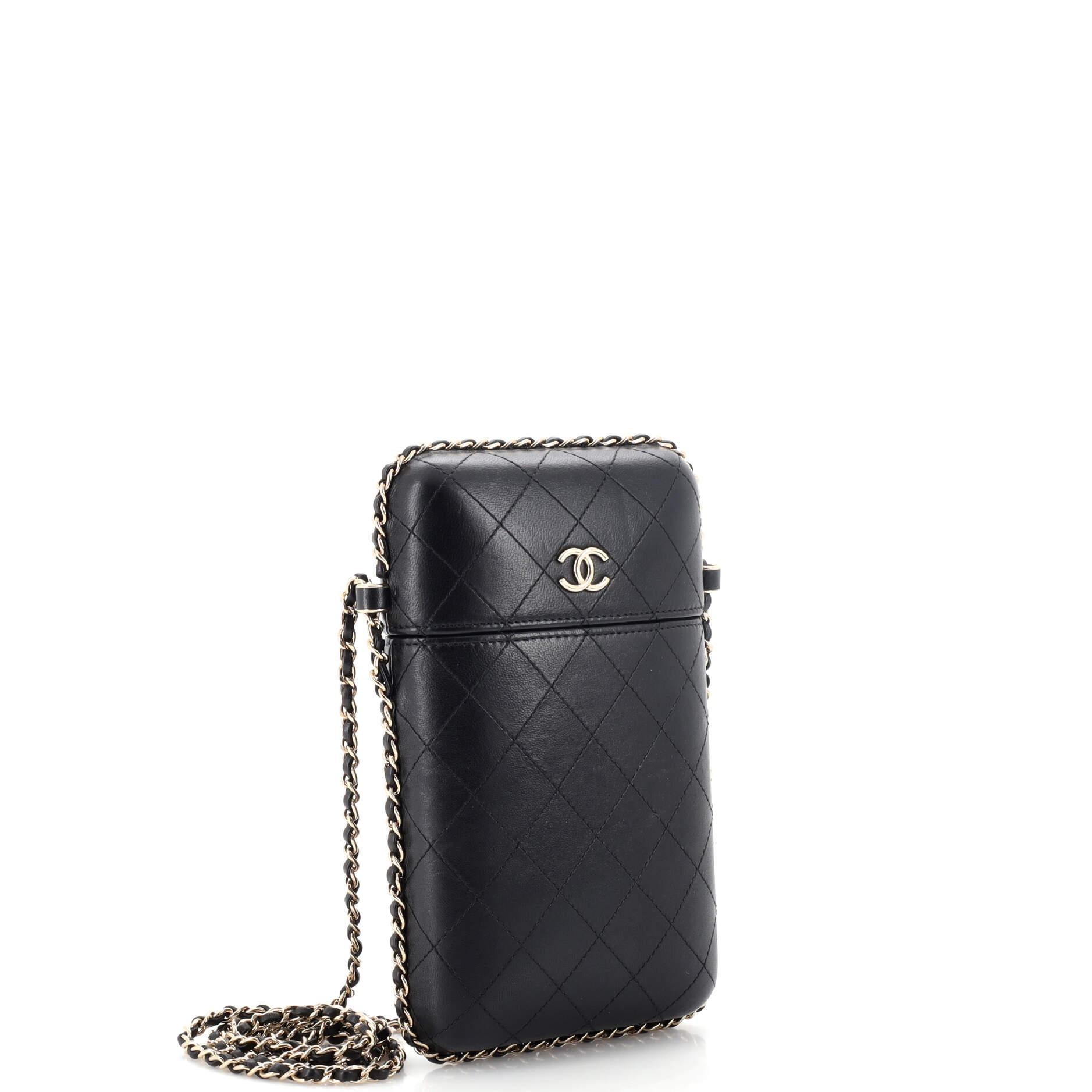 Chanel Chain Around Phone Holder Box Crossbody Quilted Lambskin In Good Condition In NY, NY