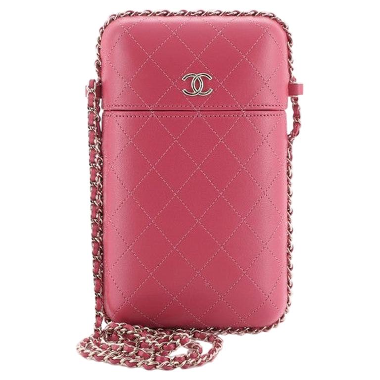 Chanel Chain Around Phone Holder Box Crossbody Quilted Lambskin at 1stDibs   chanel phone box, chanel phone bag with chain, chanel phone holder with  chain