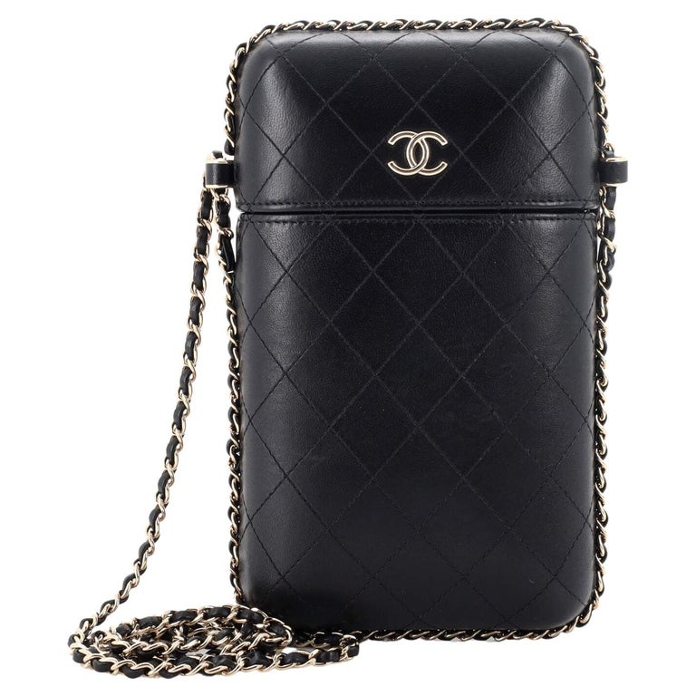 Chanel Classic Flap Phone Holder With Chain Nice Bag Black For Women 19cm /  7.5in 