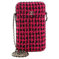 Chanel Chain Around Phone Holder Crossbody Bag Tweed and Ribbon