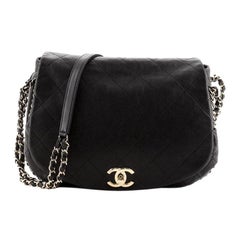 Chanel Chain Around Saddle Flap Bag Quilted Calfskin Medium