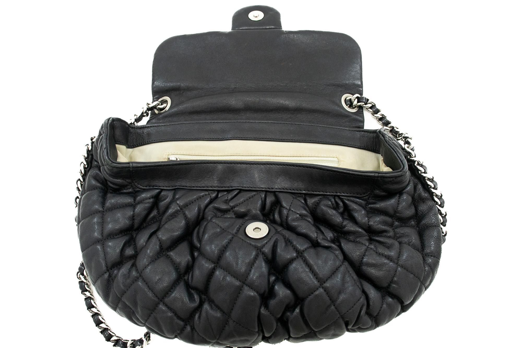 CHANEL Chain Around Shoulder Crossbody Bag Black Calfskin Leather For Sale 6