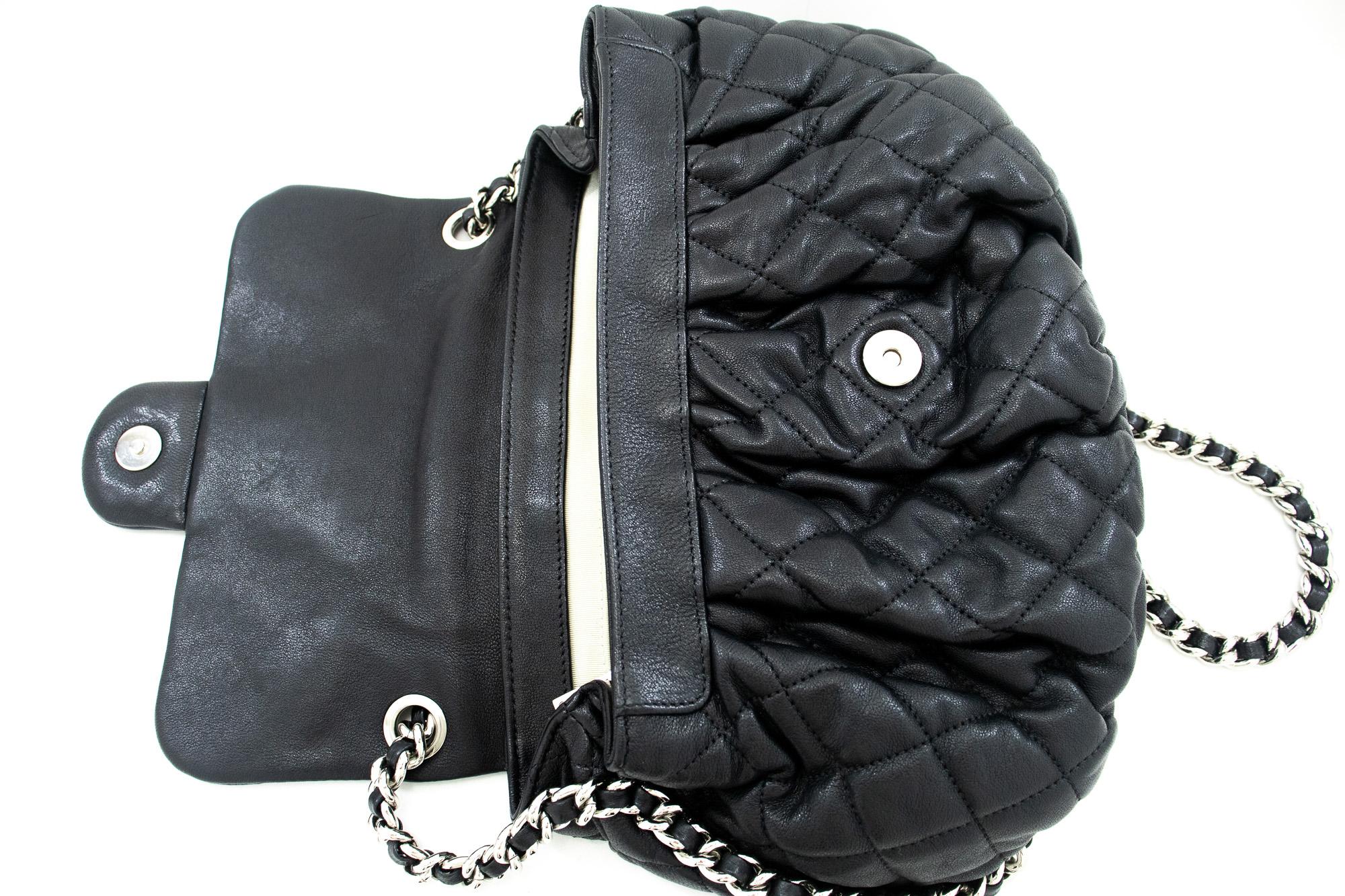 CHANEL Chain Around Shoulder Crossbody Bag Black Calfskin Leather For Sale 6