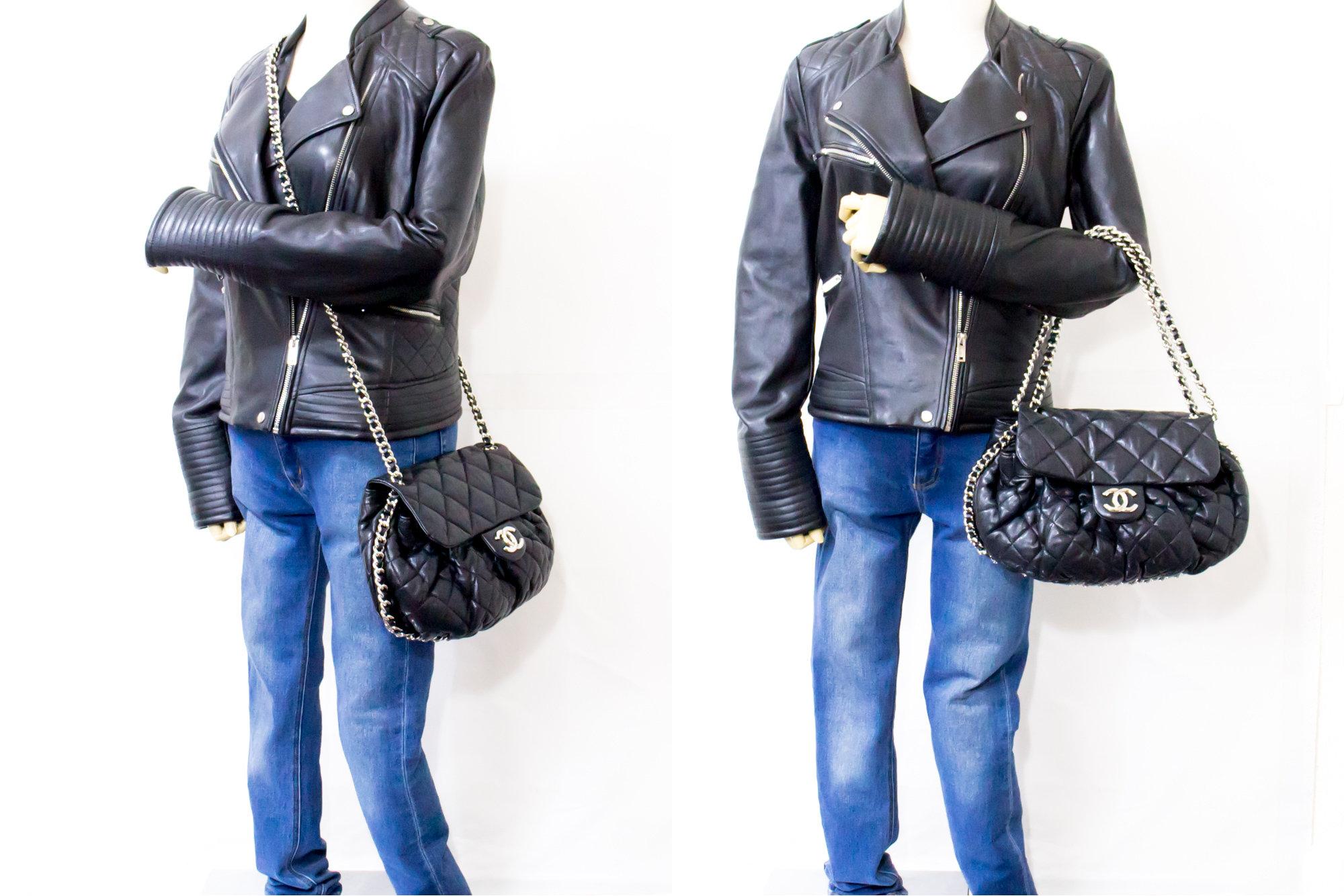 CHANEL Chain Around Shoulder Crossbody Bag Black Calfskin Leather 7