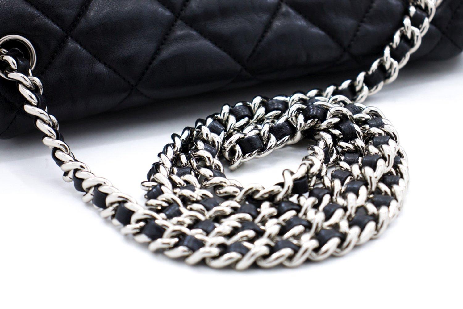 CHANEL Chain Around Shoulder Crossbody Bag Black Calfskin Leather 9