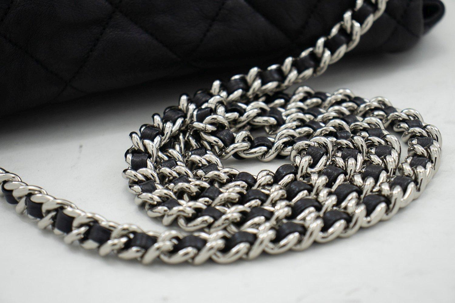 CHANEL Chain Around Shoulder Crossbody Bag Black Calfskin Leather For Sale 9