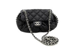 CHANEL Chain Around Shoulder Crossbody Bag Black Calfskin Leather