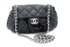 CHANEL Chain Around Shoulder Crossbody Bag Black Calfskin Leather