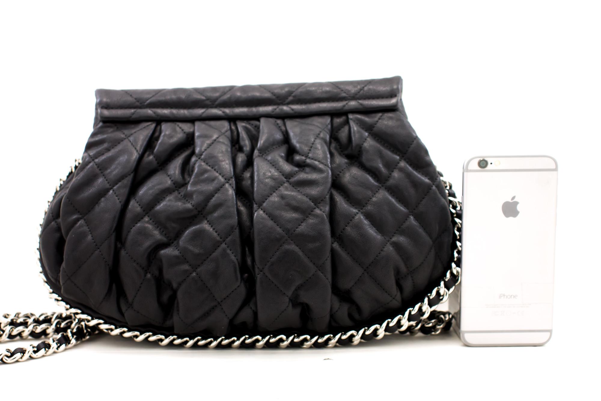 CHANEL Chain Around Shoulder Crossbody Bag Black Calfskin Leather In Good Condition In Takamatsu-shi, JP