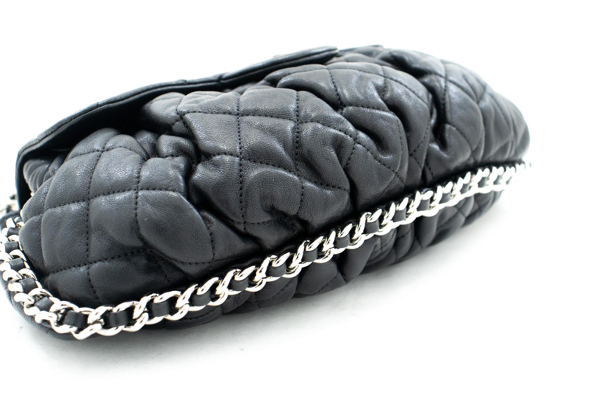Women's CHANEL Chain Around Shoulder Crossbody Bag Black Calfskin Leather For Sale