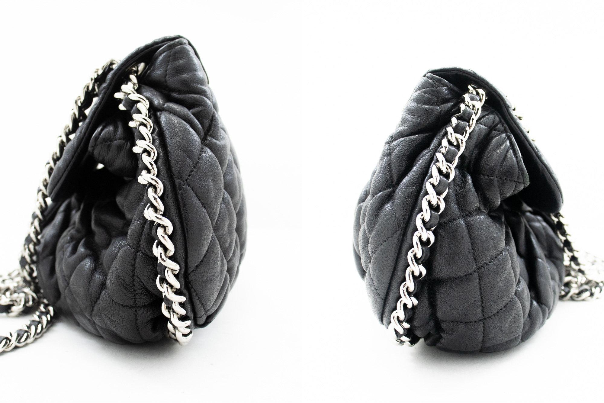 CHANEL Chain Around Shoulder Crossbody Bag Black Calfskin Leather For Sale 1
