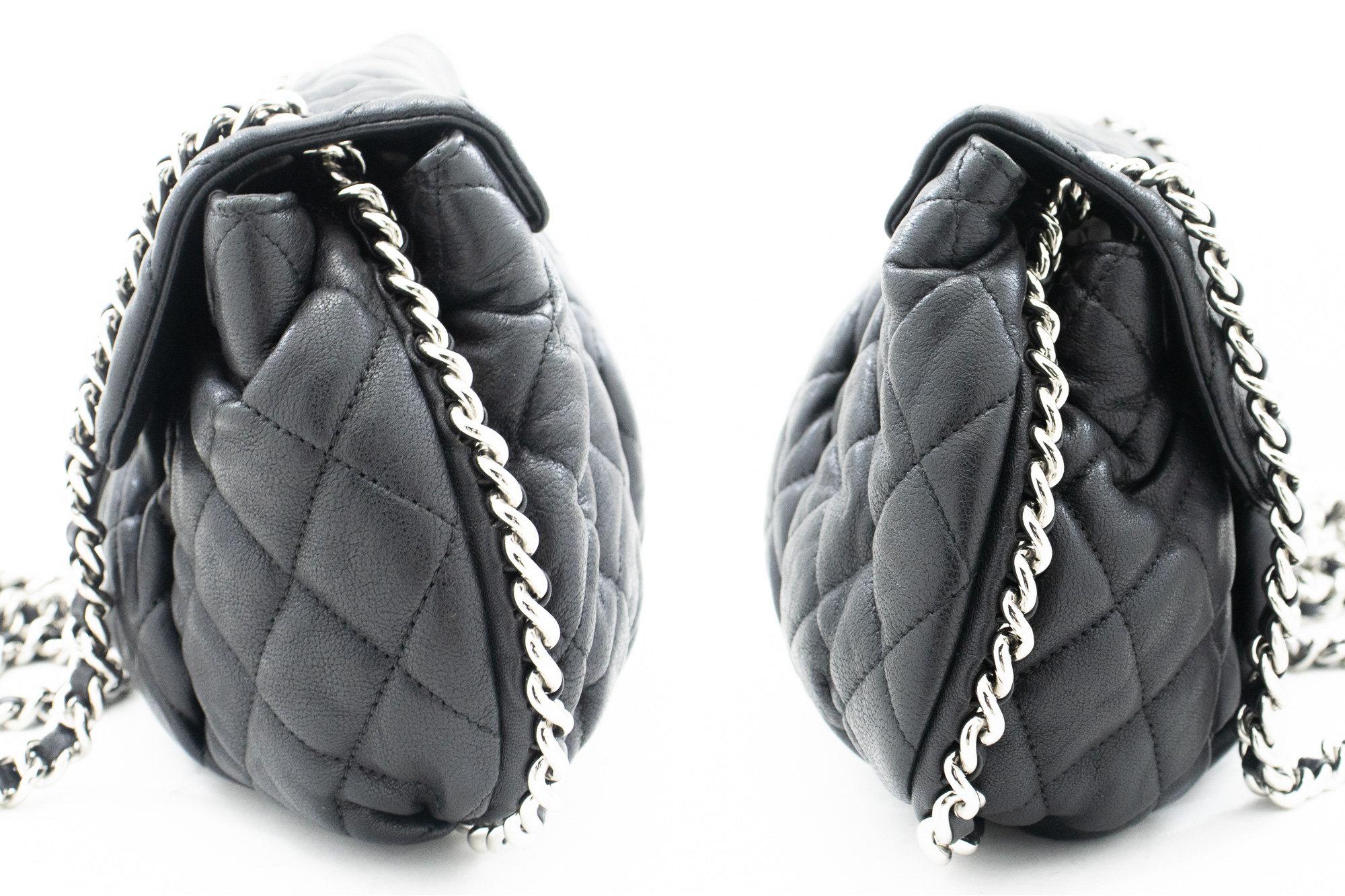 CHANEL Chain Around Shoulder Crossbody Bag Black Calfskin Leather For Sale 1