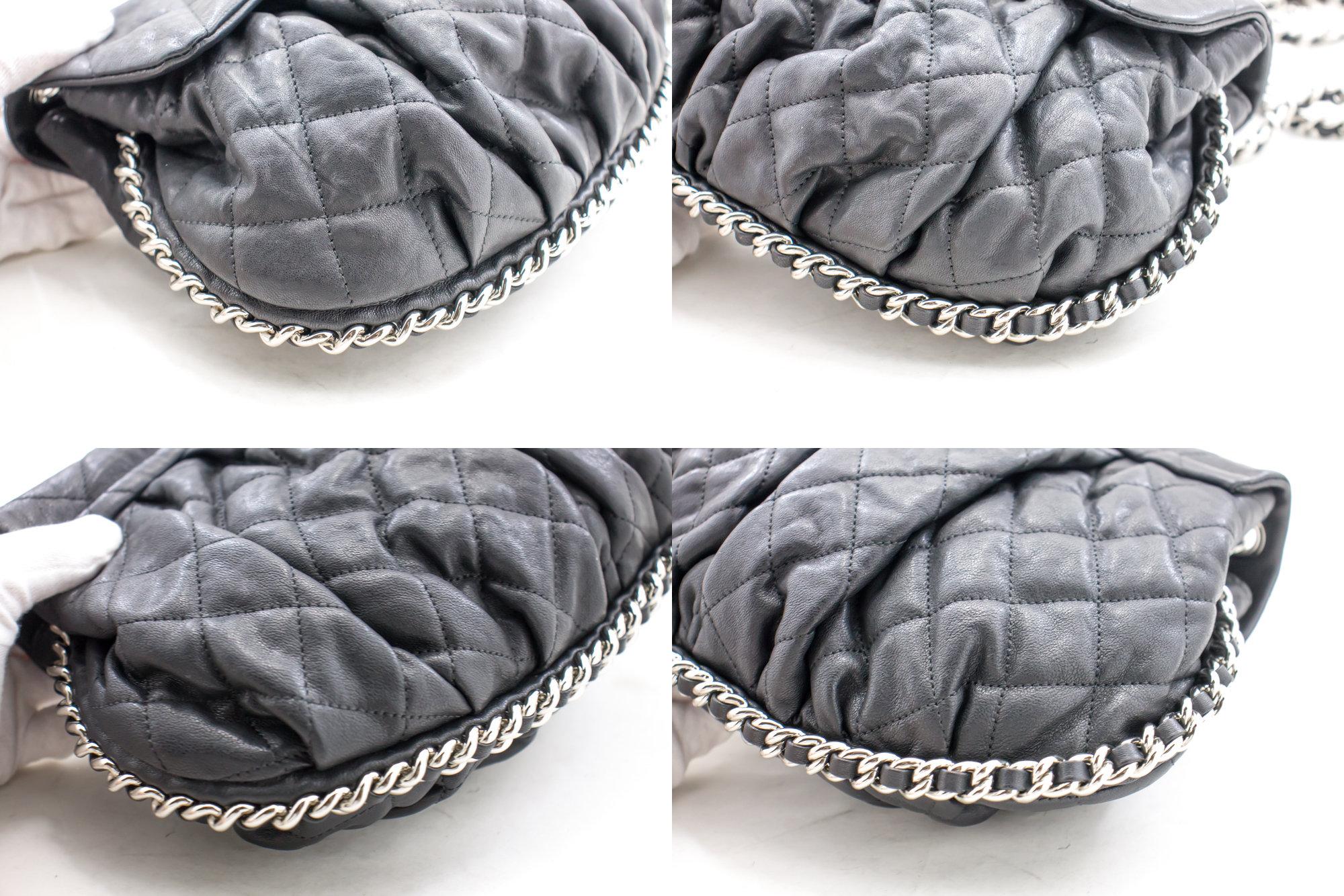 CHANEL Chain Around Shoulder Crossbody Bag Black Calfskin Leather 2