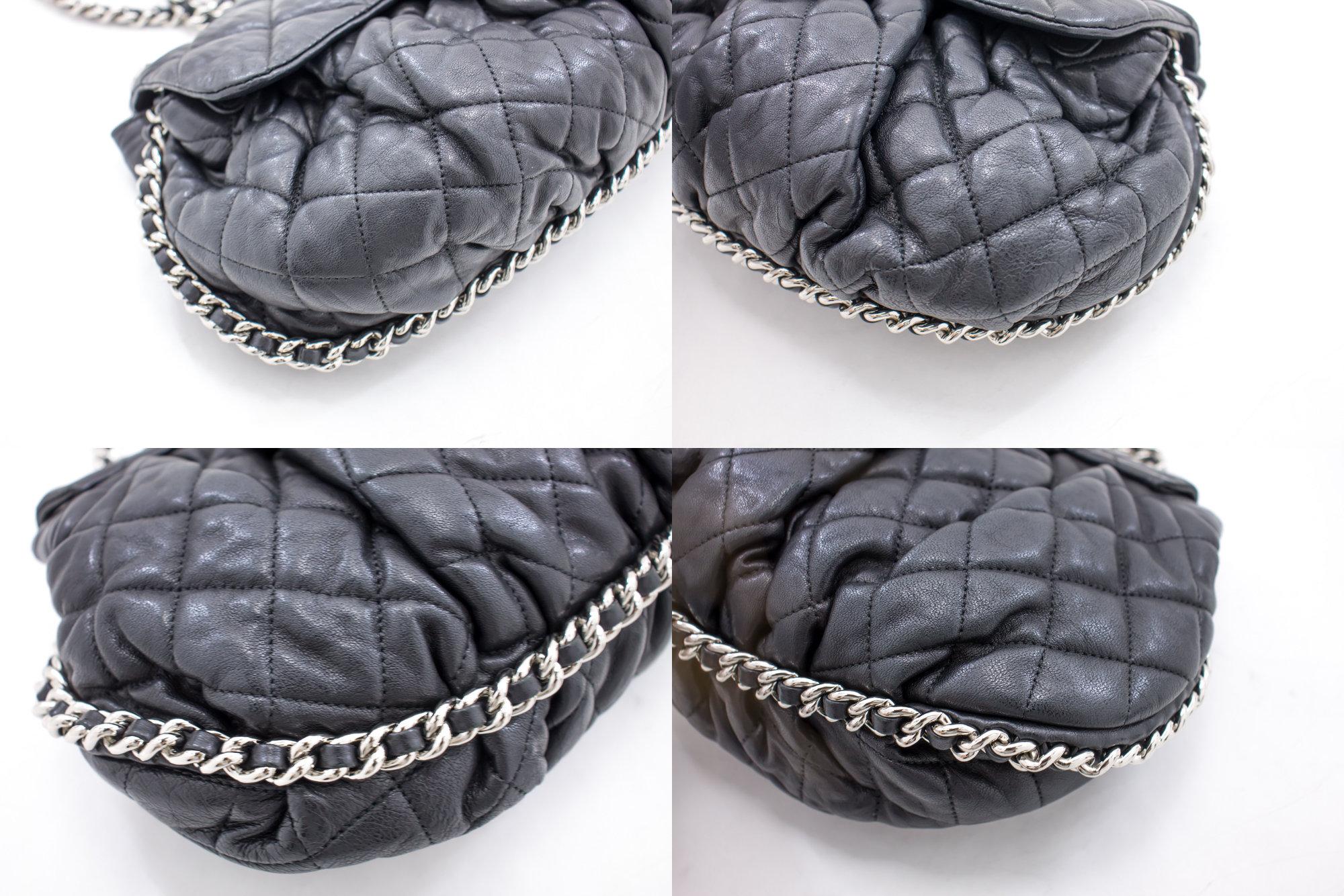 CHANEL Chain Around Shoulder Crossbody Bag Black Calfskin Leather For ...