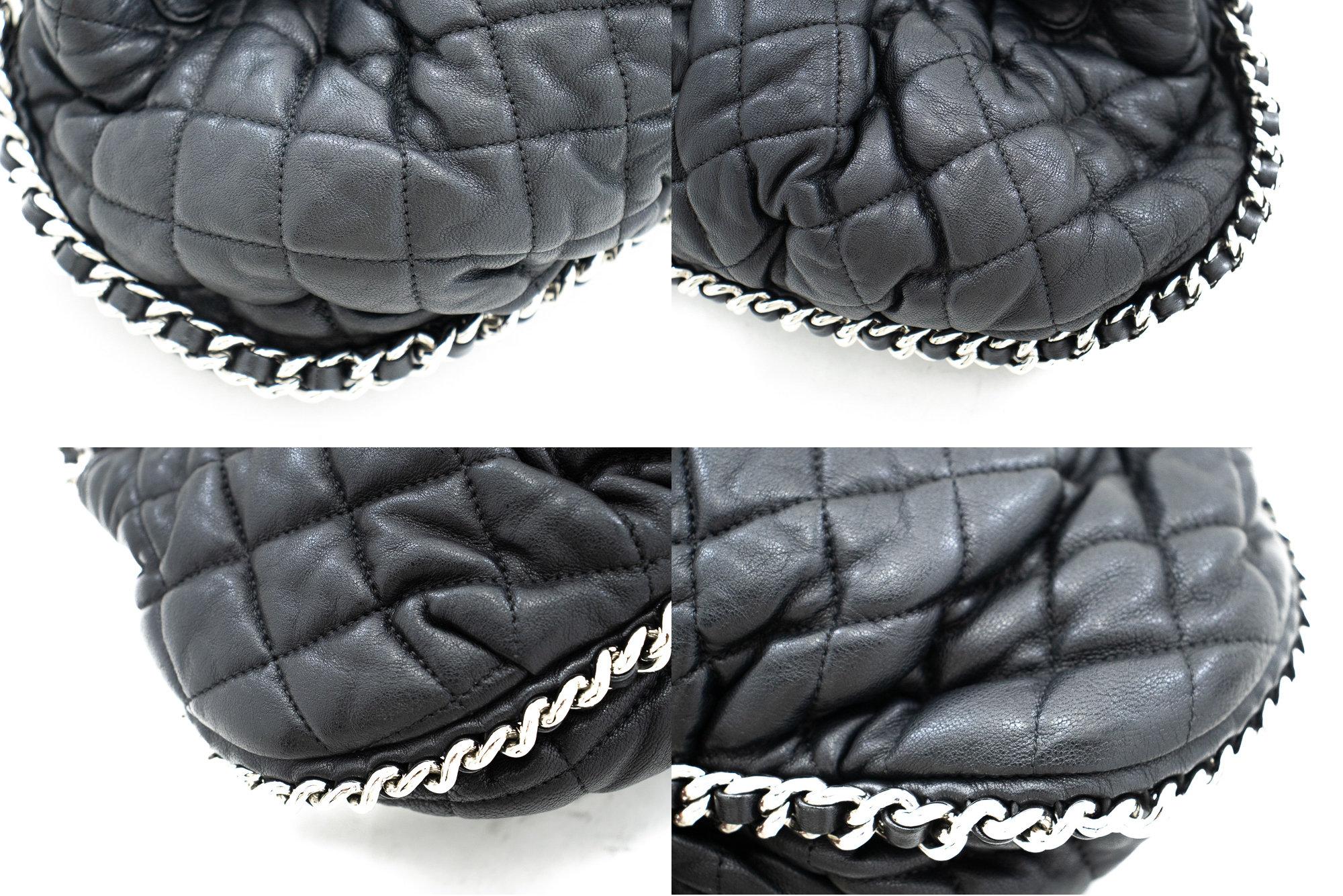 CHANEL Chain Around Shoulder Crossbody Bag Black Calfskin Leather For Sale 2