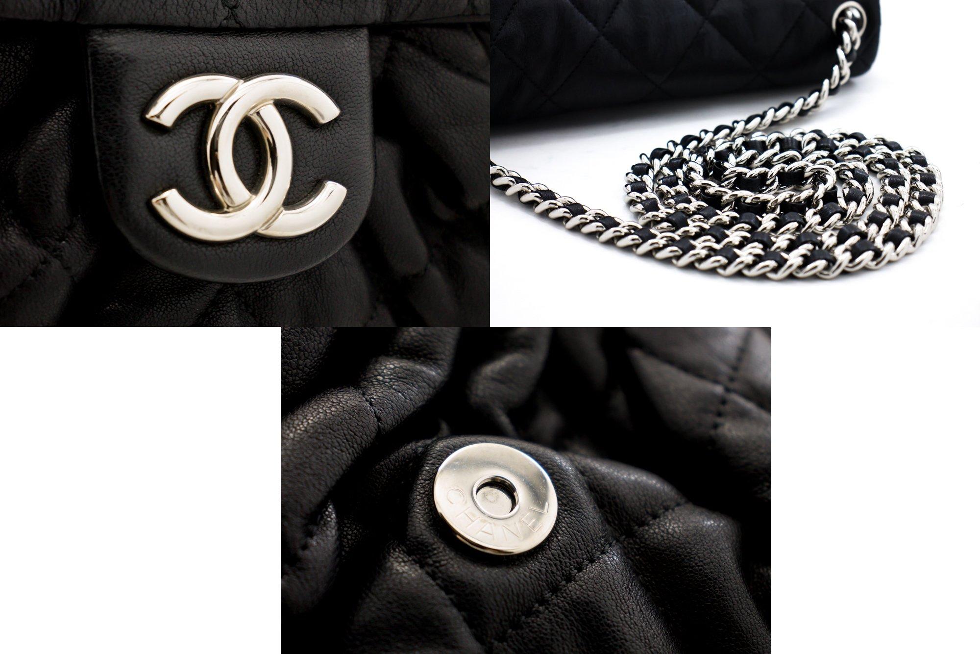 CHANEL Chain Around Shoulder Crossbody Bag Black Calfskin Leather 3