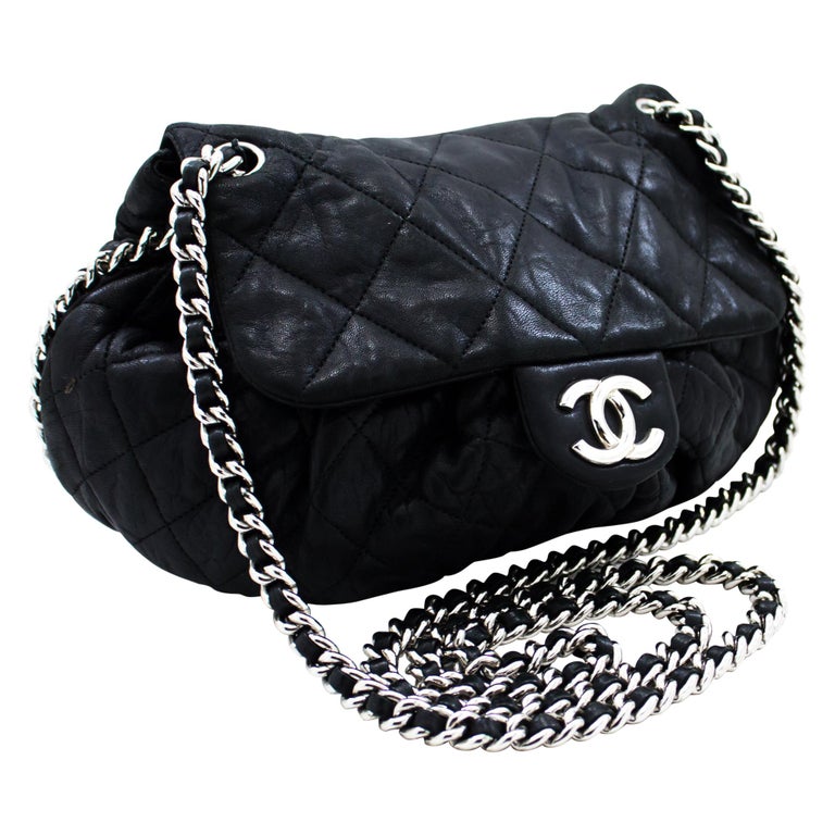CHANEL Chain Around Shoulder Crossbody Bag Black Calfskin Leather For Sale  at 1stDibs  chanel chain around bag, chanel chain around messenger bag, chanel  chain around crossbody bag