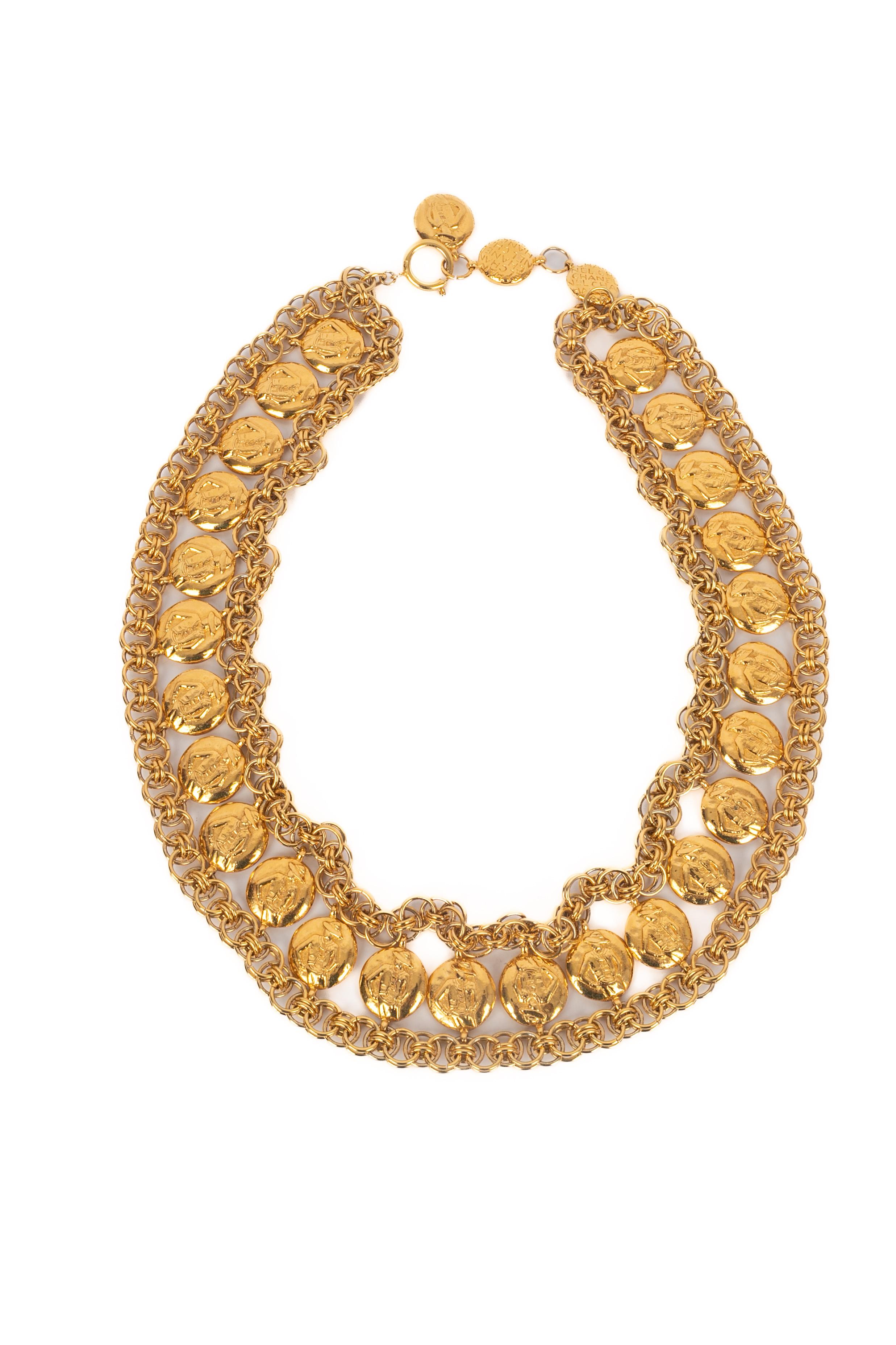 Marrone Chanel chain belt 1990s in vendita