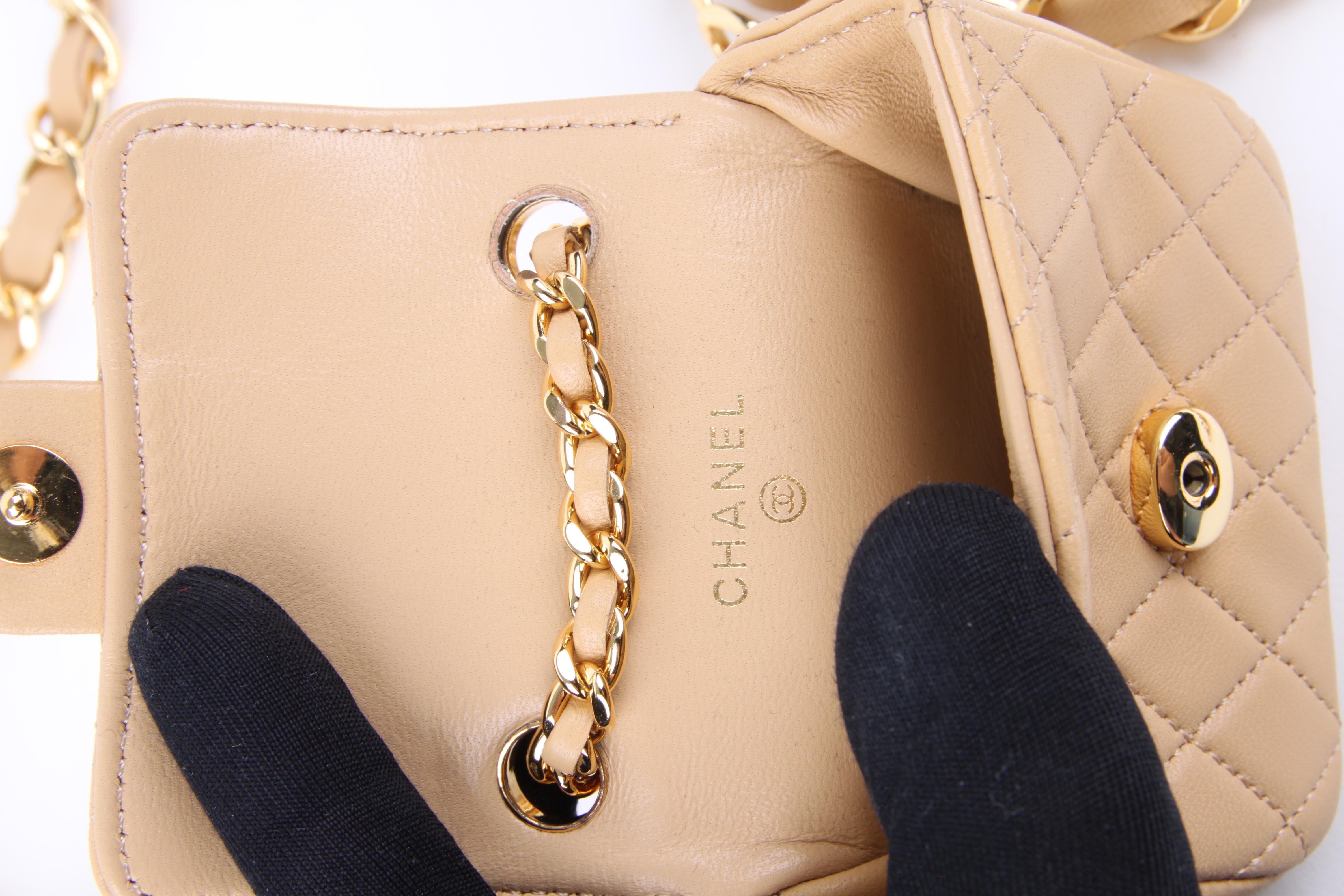 Beige Chanel Chain Belt Bag - beige