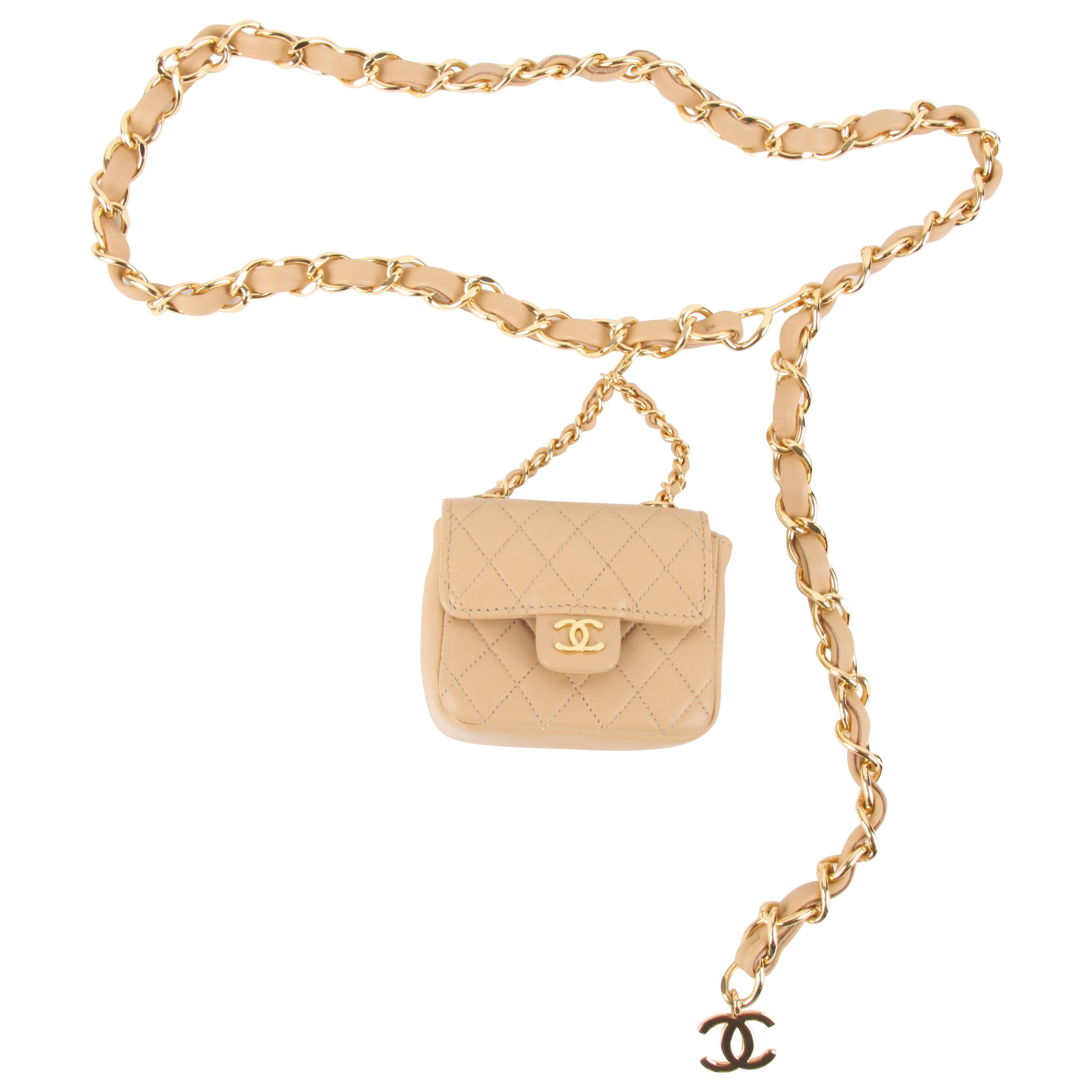 Chanel Chain Belt Bag - beige
