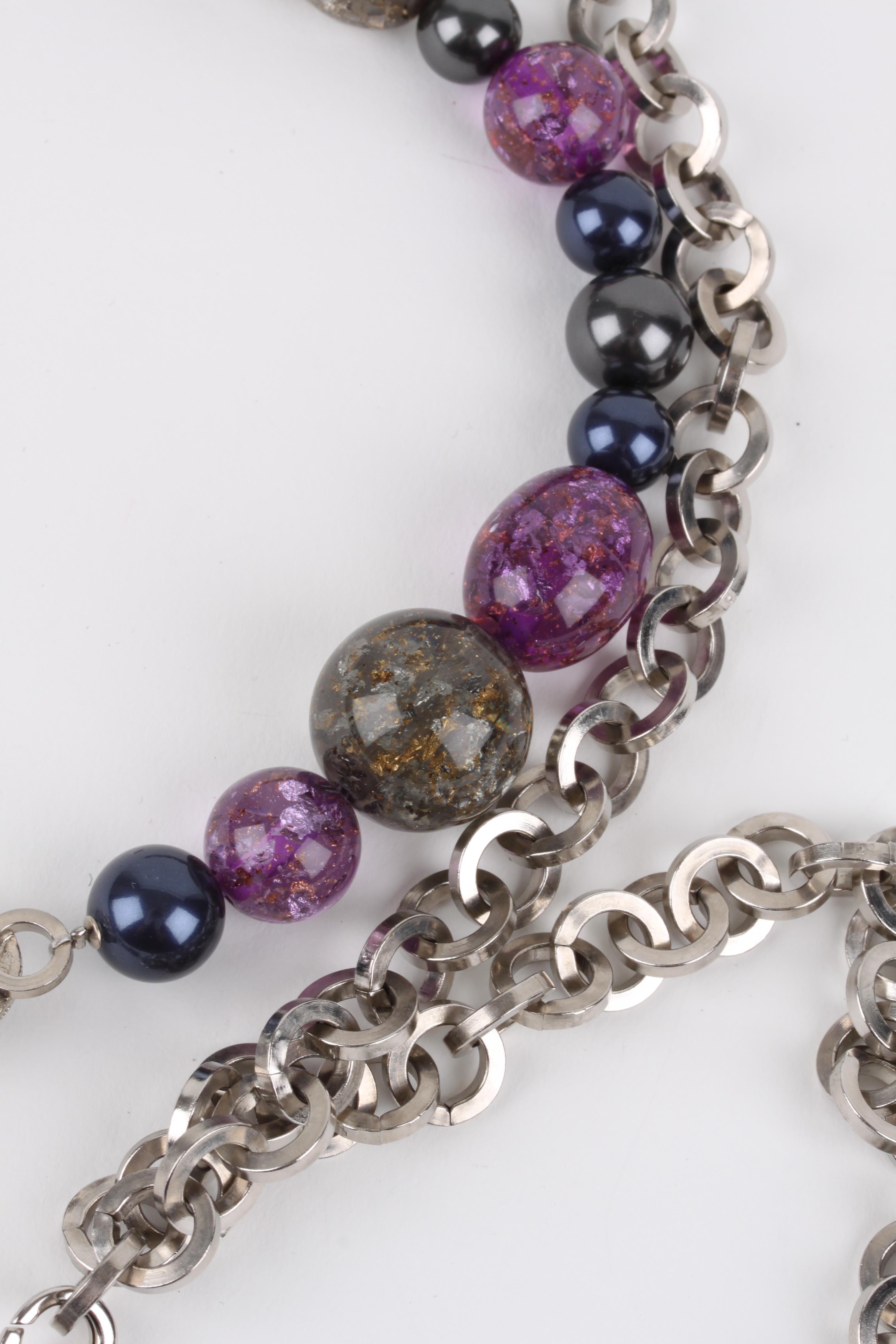 Women's or Men's Chanel Chain Belt Beads - silver/purple/grey For Sale
