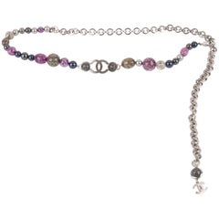 Chanel Chain Belt Beads - silver/purple/grey