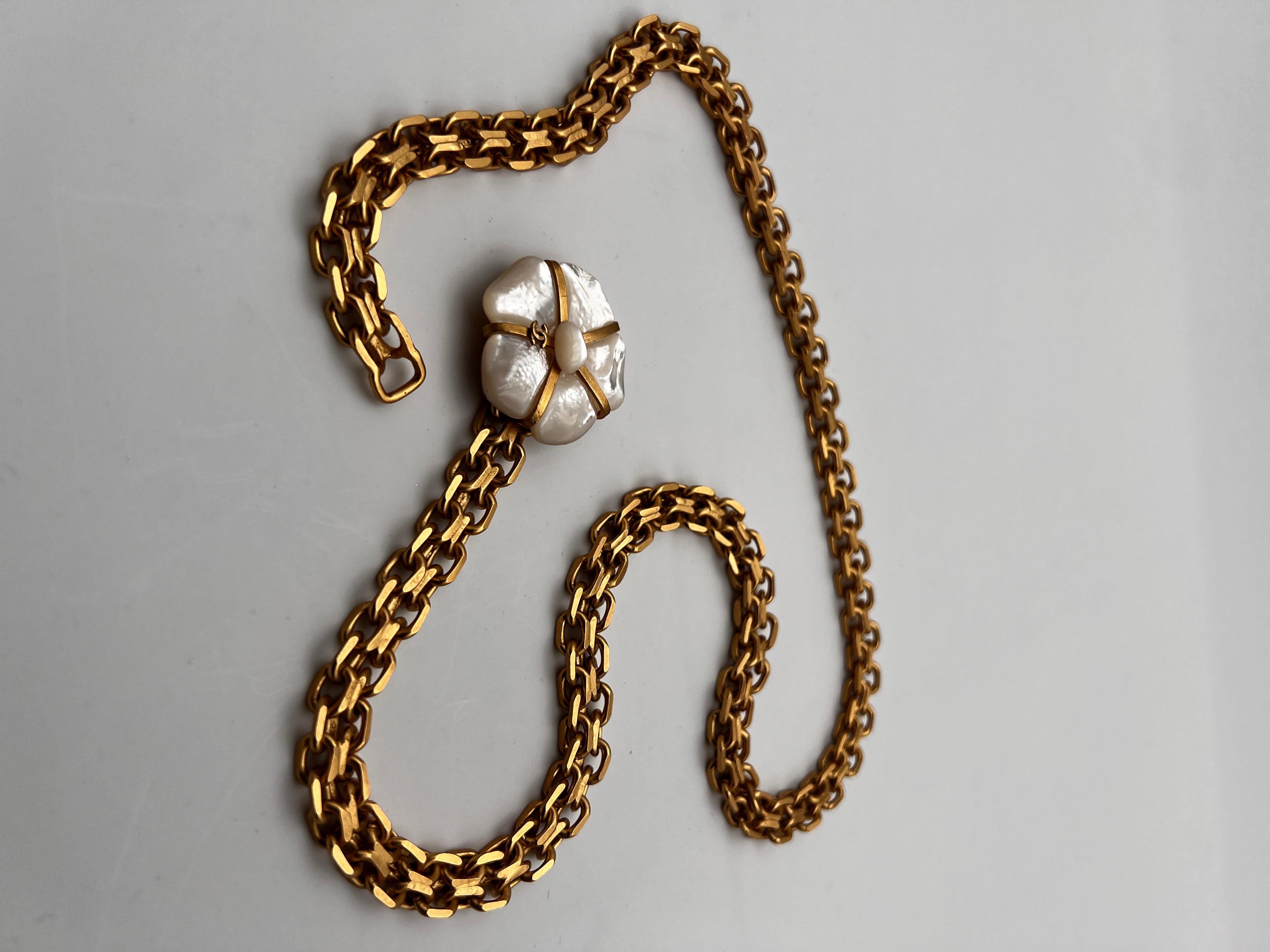 Brown Chanel Chain Belt Camelia 2001 Paris For Sale
