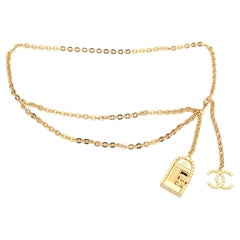 CHANEL Kettengürtel Double Gold Double Drop Door CC Logo Link Charms Gr. 85 BNWT