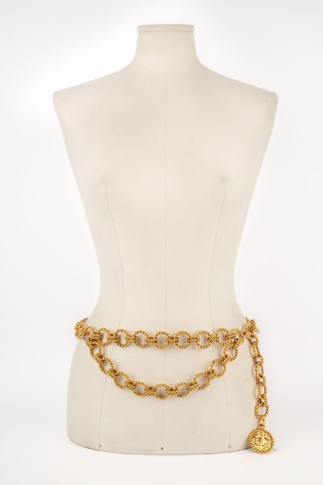 Brown Chanel Chain Belt made of Twisted Rings, circa 1990s