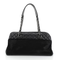 Chanel Chain Bowler Bag Quilted Calfskin And Pony Hair Large 