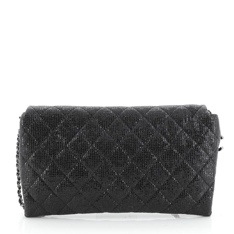 Chanel Chain Clutch Quilted Glittered Calfskin  In Good Condition In NY, NY