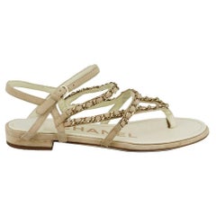 Chanel Sandalias de ante con detalle de cadena EU 38 UK 5 US 8
