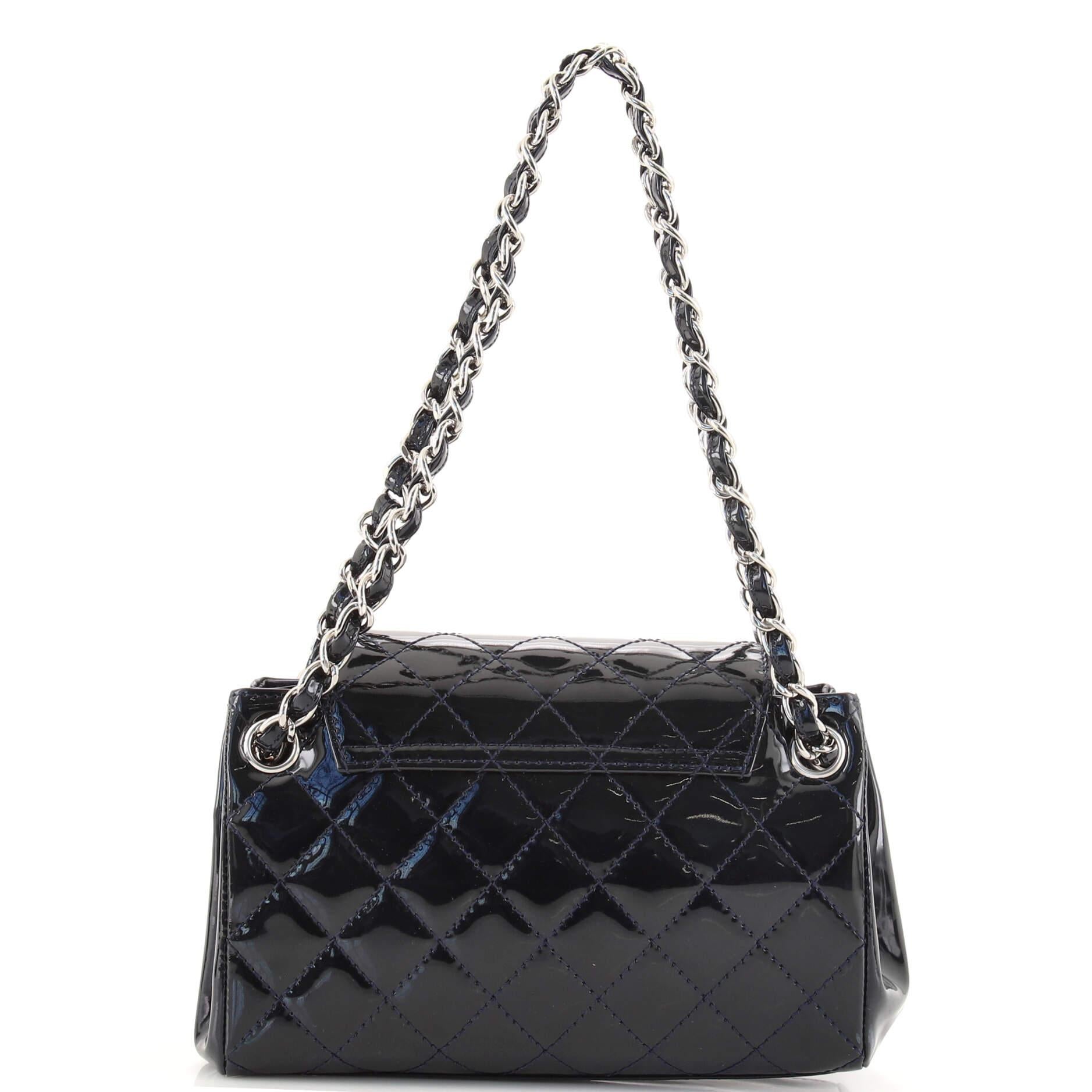 Chanel Chain Double Accordion Flap Bag Quilted Patent Small In Good Condition In NY, NY