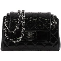 Chanel Chain Double Accordion Flap Bag Quilted Patent Small