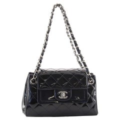 Chanel Chain Double Accordion Flap Bag Quilted Patent Small