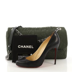 Chanel Chain Flap Bag Camellia Denim Large