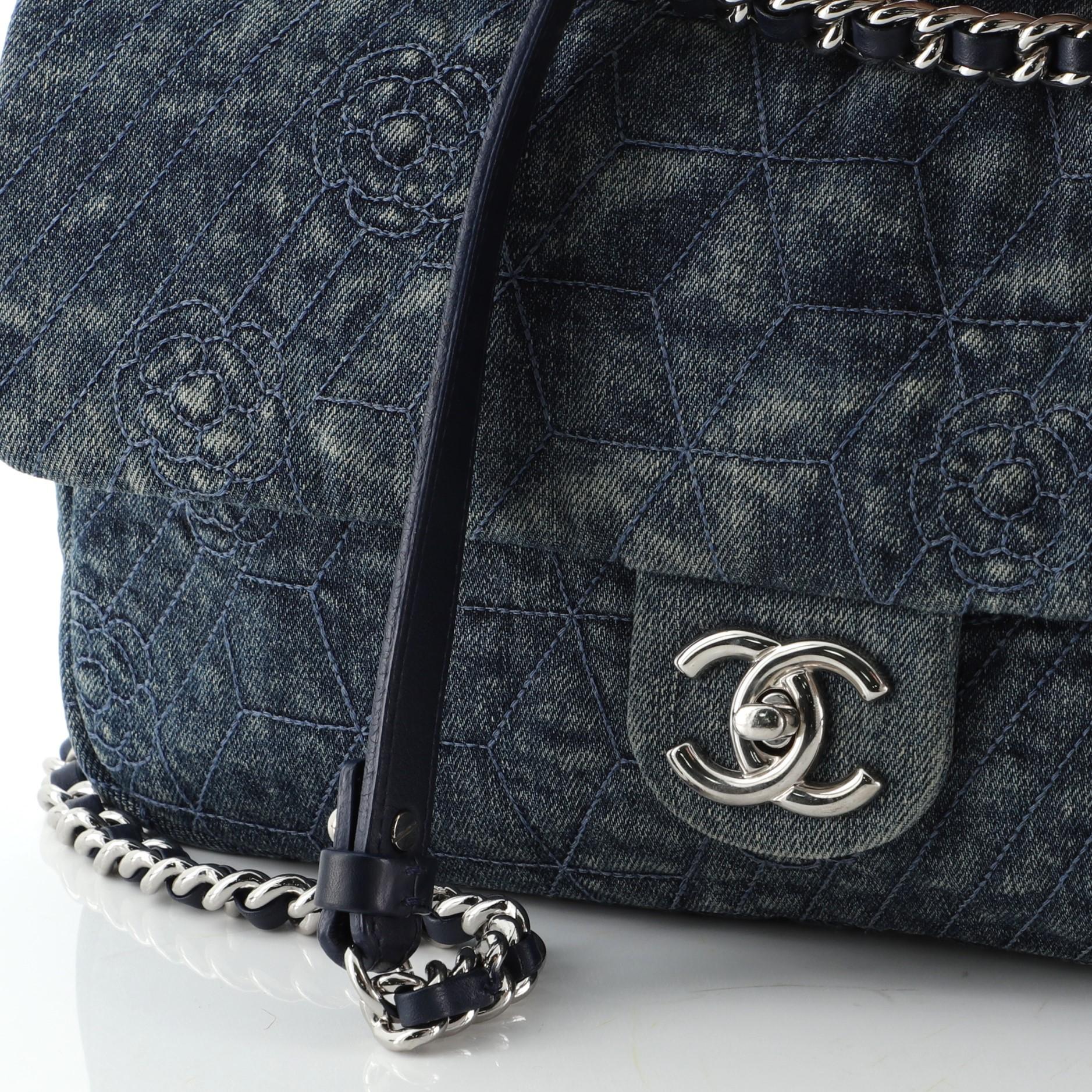 Chanel Chain Flap Bag Camellia Denim Large 1