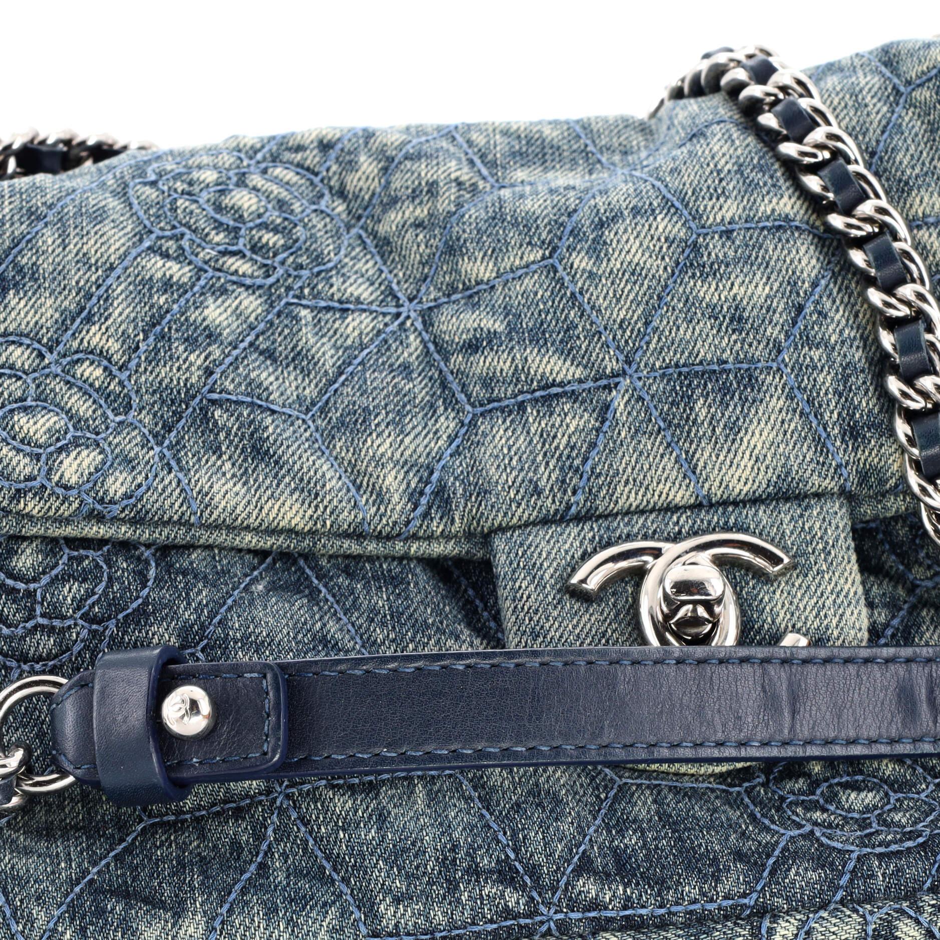 Chanel Chain Flap Bag Camellia Denim Medium 2