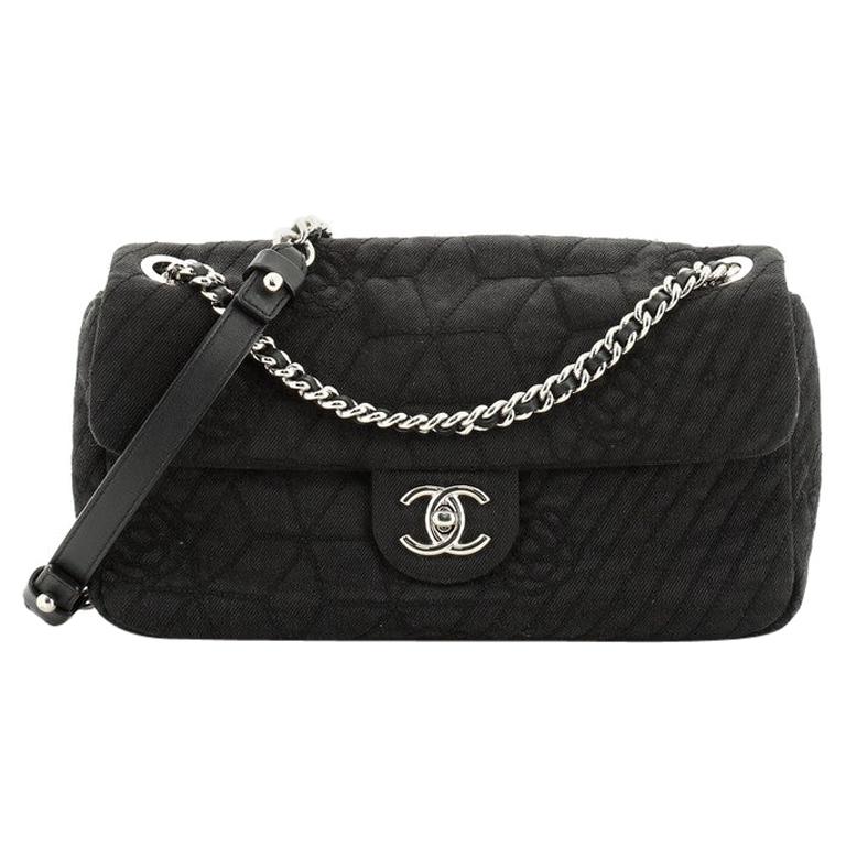 Chanel Chain Flap Bag Camellia Denim Medium at 1stDibs | chanel denim ...